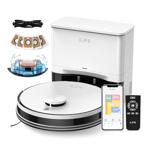 Robot aspirador y friegasuelos ILIFE A30 Pro, estación de vaciado automático durante 60 días, succión de 5000 Pa, navegación LiDAR, zonas de exclusión, wifi 2.4G/app/Alexa/control remoto, cepillo gir