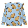 thumbnail image 2 of Uorisanigo Cute Capybara Kids Long Sleeve Sweatshirt Crew Neck Pullover Sweater Ruffled Shoulders Design, Fall Winter Spring Clothes Sweaters Shirts Size 1-2, 2 of 7