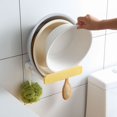 thumbnail image 4 of Estante para lavabo oculto retráctil sin perforaciones, estante de almacenamiento para inodoro, estante de almacenamiento para baño, color amarillo, 4 of 5