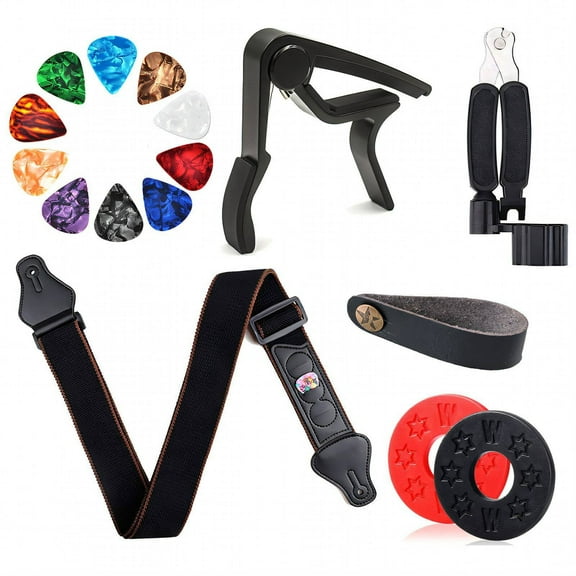 GASTROPOD Guitar Strap Cotton Strap Set Guitar Accessories Adjustable Strap Guitar Pick Holder Electric Guitar Accessories 120x5cm,Black