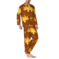 thumbnail image 3 of Kll Dinosaurs And Leaves Sleepwear Mens Flannel Pajamas,Long Cotton Pj Set, 3 of 9