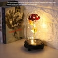 thumbnail image 2 of Rose Flower Gift, Rose Flower With Glass Cover, LED Lights With Glass Cover 24K For Anniversary Wedding Accessories, 2 of 8