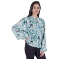 thumbnail image 3 of Moomaya Chemise Boutonnée Imprimée pour Femmes Col Mandarin Manches Longues Haut d'Été, 3 of 7