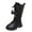style-02 Black, variant on Toddler Combat Boots Boys Girls Cowboy Boots Toddler Mid Calf Western Boots Square Toe Riding Boots for Kids Size 12 (White,Little Kids 12)