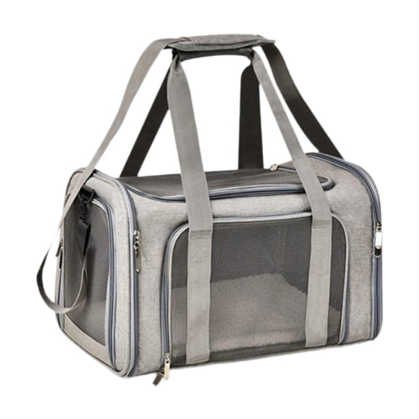 Bolsa de transporte para mascotas, bolsa de transporte, ventilada, , de gran capacidad, bolsa para gatos y cachorros, bolsa de viaje para camin Gris