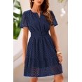 thumbnail image 4 of Wrongduck Women's Hollow Out Lace Dress 2026 Summer V Neck Mini Dress Short Sleeve A Line Vacation Party Outfit, 4 of 16