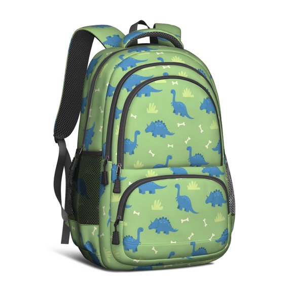 Colorful Dinosaurs Leaves Pattern Cute School Backpack Bag with Padded Back and Adjustable Shoulder Straps 16.9 X 12.6 X 5.9 Inches