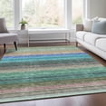 thumbnail image 6 of HomeRoots 677326 9 x 12 ft. Sage Teal & Lavender Striped Washable Machine Made Rectangle Area Rug with UV Protection, 6 of 9