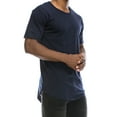 thumbnail image 2 of JC DISTRO Men's Hipster Cotton Elong Drop-Cut Scallop-Tail Short Sleeve Crewneck T-Shirts (upto 3XL) NAVY Medium, 2 of 5