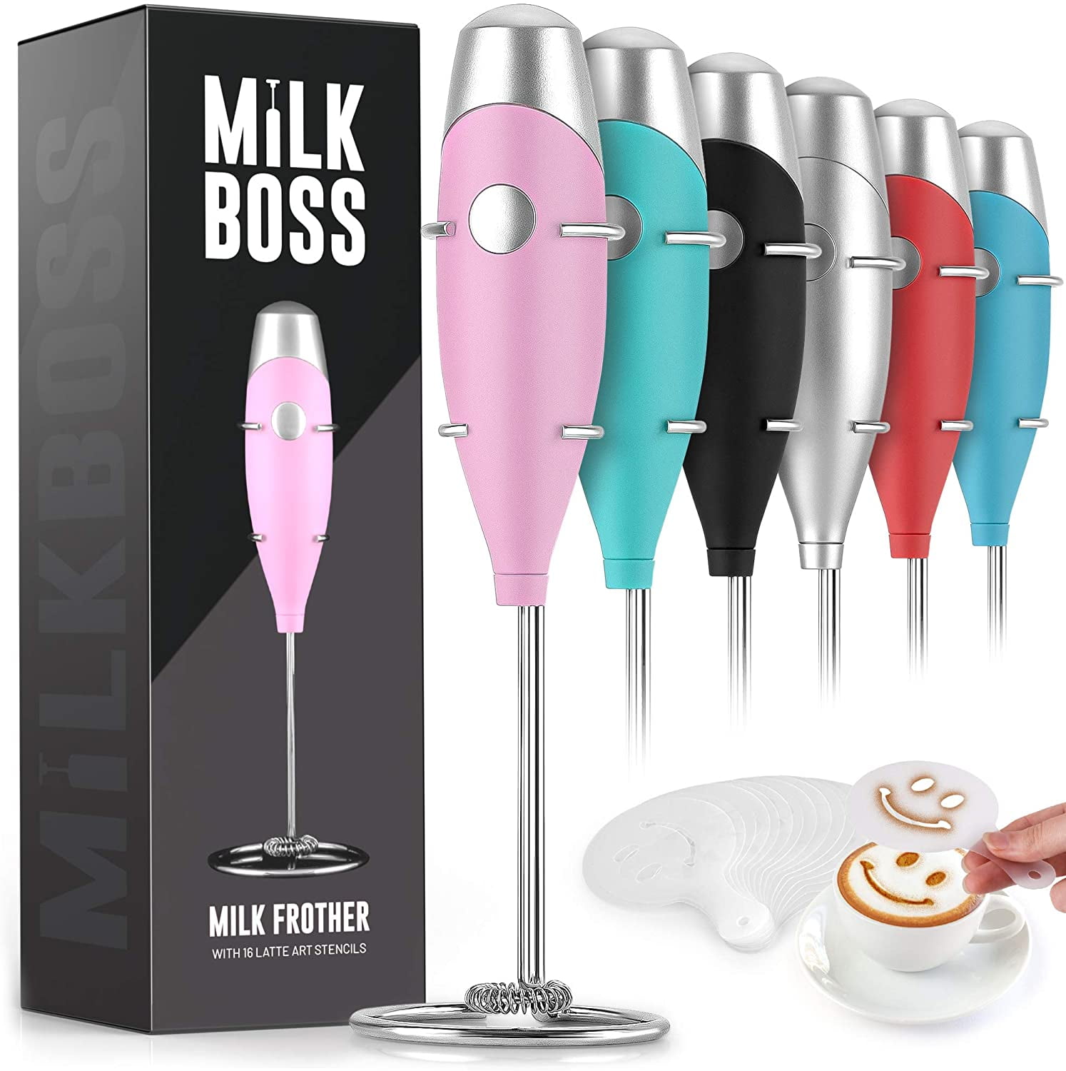 Milk Boss Milk Frother with Stand, Executive Gray
