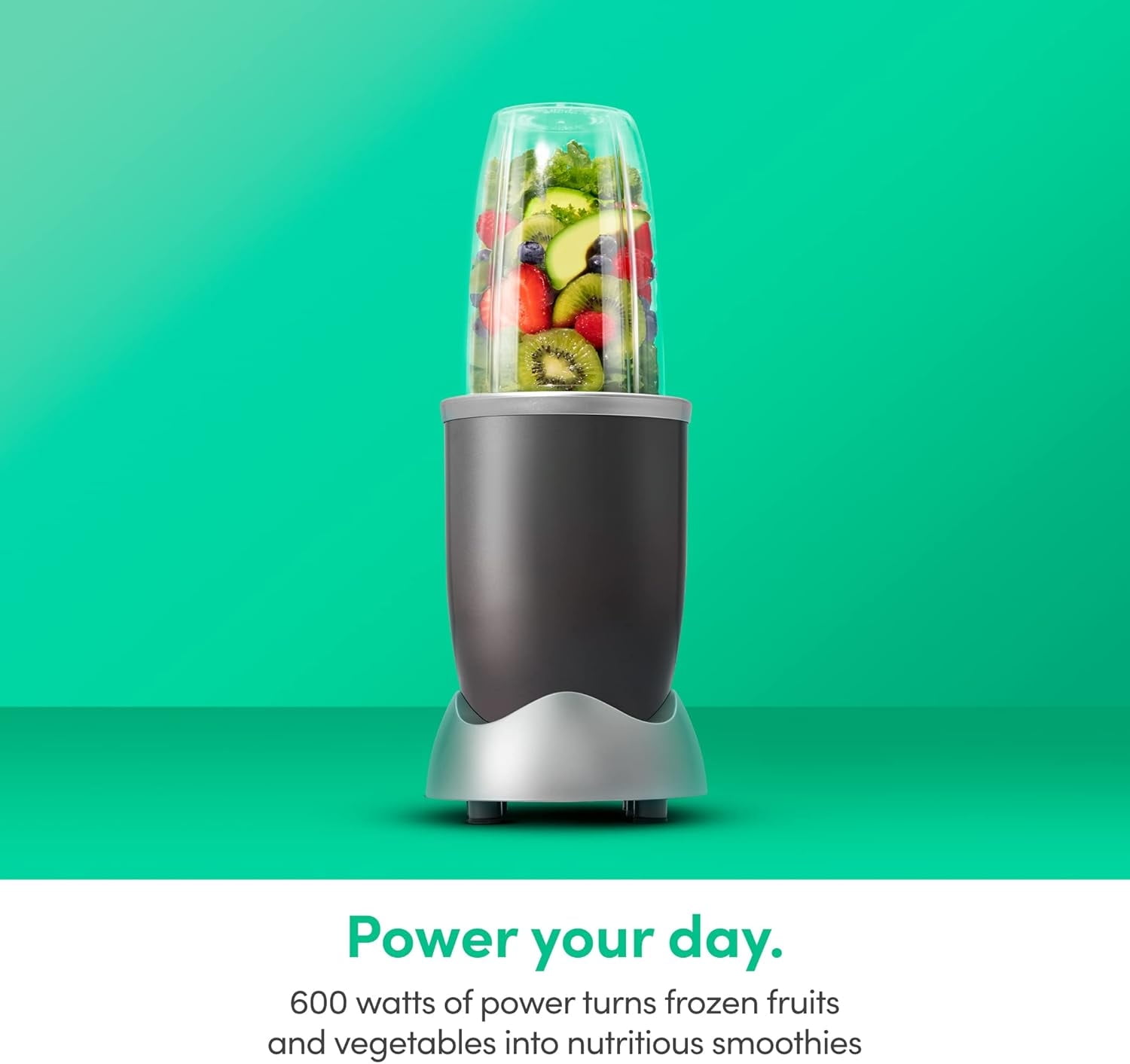 24Oz Personal Blender, 600W High-Power Countertop Blender for Smoothies, Shakes, Frozen Drinks & Food Prep, Gray, Durable Multi-Use Kitchen Appliance