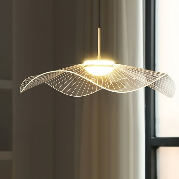 Arturesthome Nordic Art Lotus Leaf Restaurant Pendant Light Simple Modern Creativity INS Straw Hat Study Bedroom Light Three Color Dimming
