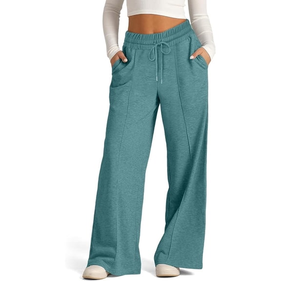 Aricy Wide Leg Sweatpants Women Drawstring High Waisted Joggers Casual Y2k Trouser Sweat Palazzo Pants with Pockets