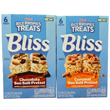 Kellogg's Rice Krispies Treats Bliss, Chocolate and Caramel Sea Salt Pretzel, 5 oz Each