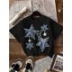 thumbnail image 1 of Camiseta holgada informal de manga corta con estampado de estrellas para niña, ideal para verano, cómoda camiseta de manga corta con cuello redondo, perfecta para uso informal de verano, camiseta de, 1 of 6