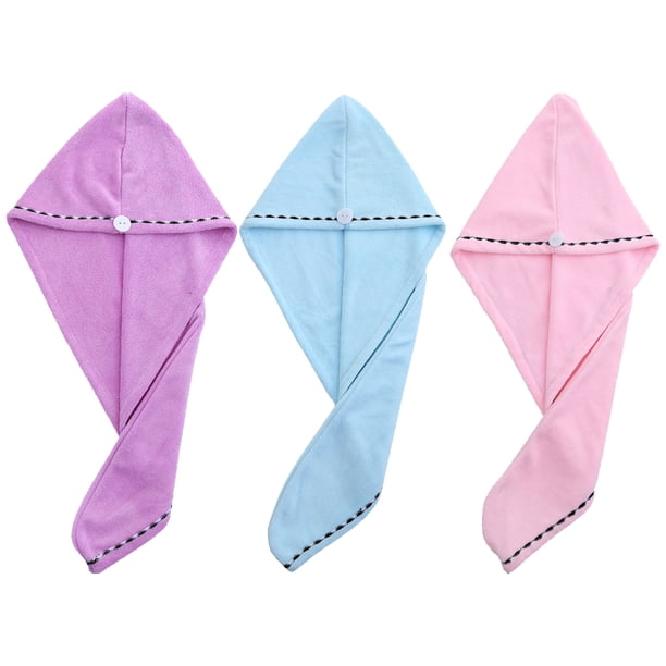 Toallas de secado de cabello para mujeres, paquete de 3 turbantes de microfibra absorbentes súper suaves, envoltura para el cabello