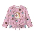 thumbnail image 4 of Xoenoiee Pink Guinea Pig Donut Print Girls Casual Front Tie Lightweight Sweatshirt Long Sleeve Crop Tops Loose Fit Pullover Active T-Shirts, 5-6 Year, 4 of 7