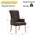 thumbnail image 3 of Foredo Elegant Linen Fabric Upholstered Armchair with Solid Wood Legs, Tufted Side Chair for Bedroom Dining Room, Brown, 3 of 8