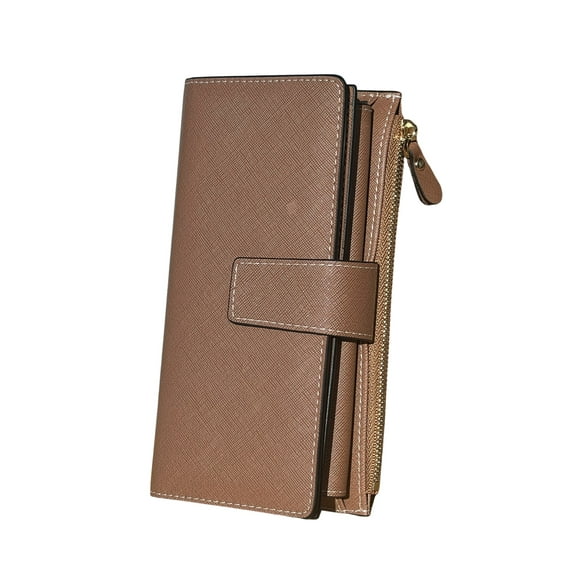 Women Wallet PU Leather Card Holder Wallet for Women with RFID Anti-Theft Protection, Luxury Clutch, Bill, Debit, Credit, and Checkbook Slots, Cute Designer Trifold, Brown