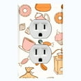 thumbnail image 1 of Metal Light Switch Wall Plate Outlet Cover (Coffee Espresso Mocha Bean Pot Sweet Dessert Treat White - Single Duplex), 1 of 2