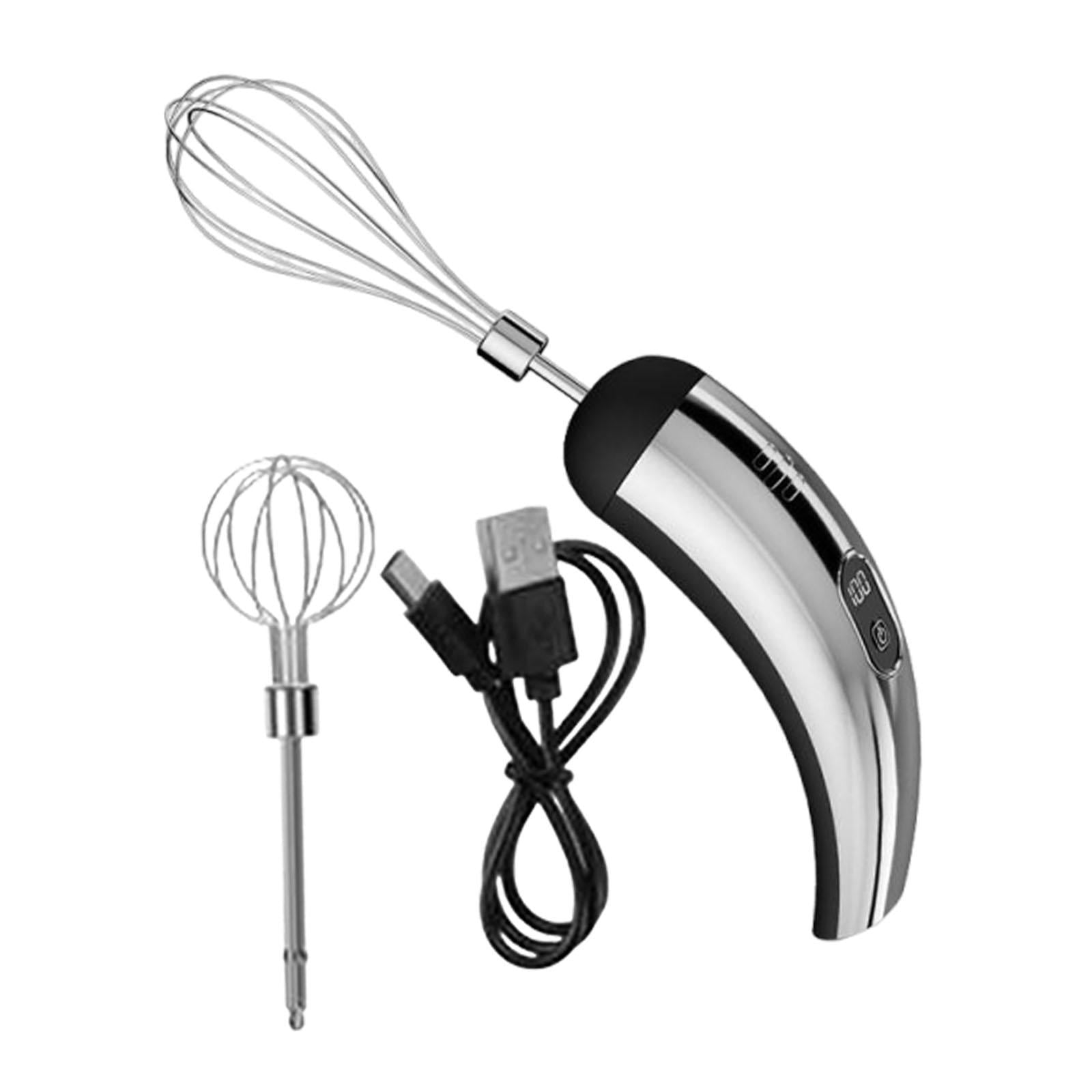 Fiocias Cordless Hand Mixer Compact Electric Egg Beater for Kitchen Baking Cake Shop Silver Black
