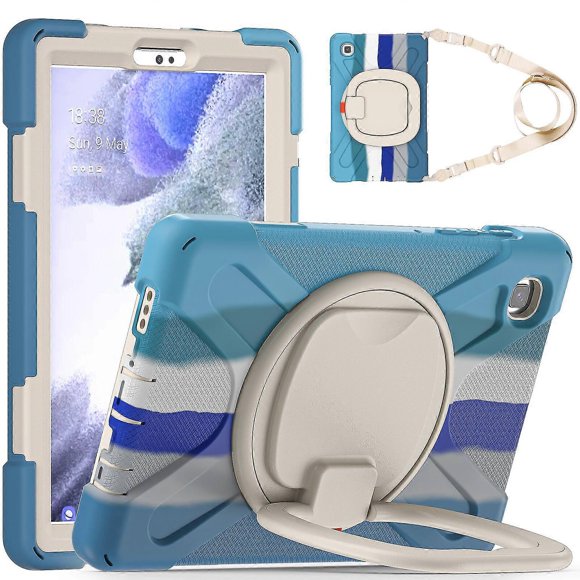 Colorful Case For Samsung Tab A7 Lite 8.7 Inch 2021 With Shoulder Strap, Big Adjustable Ring Stand, Shock Protection Cover