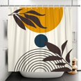 thumbnail image 4 of Boho Mid Century Shower Curtain Abstractc Modern Minimalist Style Leaves Plants Sun Curve Aestheti Shower Curtain Decor 72x72 Inch Easy Care Polyester Fabric, Beige, 4 of 6