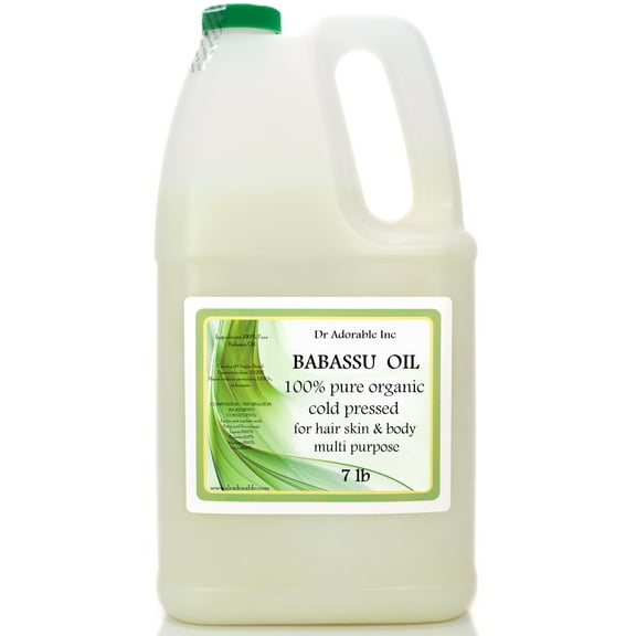 Dr Adorable - 7 lb - Babassu Oil - 100% Pure Organic Cold Pressed Moisturizing Oil For Face Skin Hair