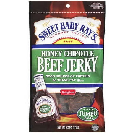 Bridgford Sweet Baby Ray's Honey Chipotle Beef Jerky 6.2oz Jumbo – Protein-Rich & Flavorful