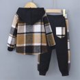 thumbnail image 4 of HCNTES Toddler Clothes For Boys 2Pcs Long Sleeve Plaid Hooded Sweatshirt Tops Jacket and Pants Winter Outfits Kids Clothes Boys Clothing Sets, 4 of 5