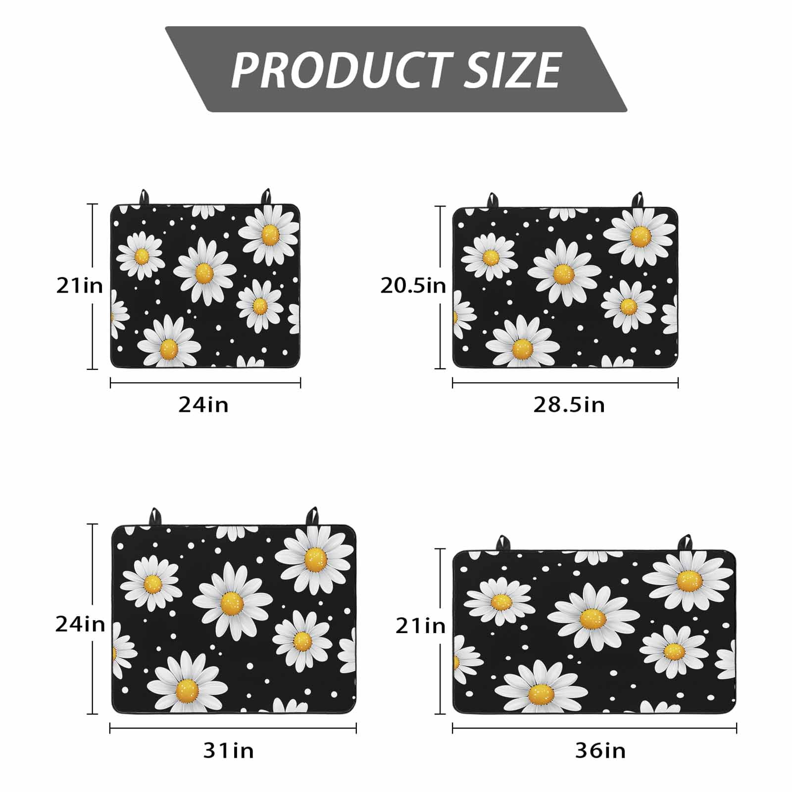 Botanical Daisy Stove Top Cover for Electric Stove, Heat-proof & Non Slip Glass Top Stove Cover Protector, Spring Flowers Branch Stems Kitchen Flat Cooktop Rubber Mat 24x21 Inches