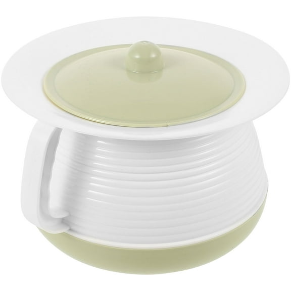 Minkissy Olive Green Plastic Bedside Spittoon Potty for Seniors - Portable 1 Piece