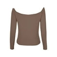 thumbnail image 5 of JYnXIANTI Going out Tops for Women off Shoulder Long Sleeve Shirts for Women Fall Fashion Slim Fitted Ruched Tight Tee Clothes, 5 of 6