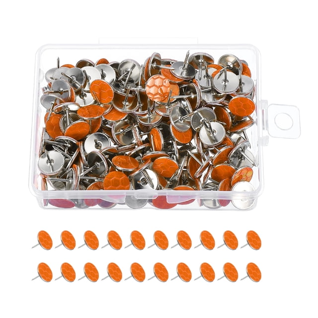 Uxcell Reflective Tack Trail Marking Tacks, Glow Tacks Reflective Thumb Tacks for Hunting Camping Tree Stand Orange