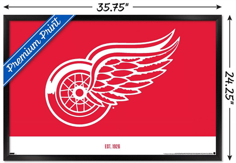 NHL Detroit Red Wings - Logo 21 Wall Poster, 22.375" x 34", Framed