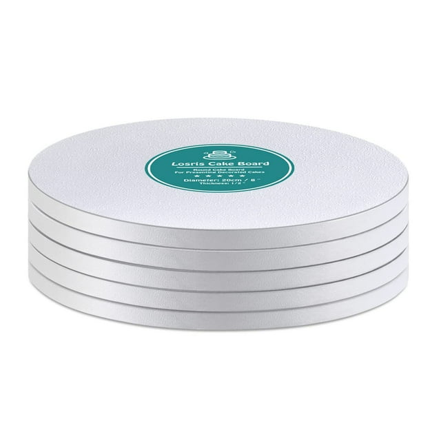 Flmtop Ensemble de 5 Pcs Plateau à Gâteau Blanc de 8/10/12 Pouces Anti-Graisse Antiadhésif de Qualité Alimentaire Papier Ondulé Épais Base Ronde pour Gâteau Support Assiette Fournitures de Pâtisserie