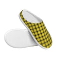 thumbnail image 3 of Yiaed Yellow Checkered Plaid Print Slippers Fuzzy Warm Cozy Slippers Non Slip House Slippers For Indoor Outdoor Slippers House Slippers-37/38, 3 of 7