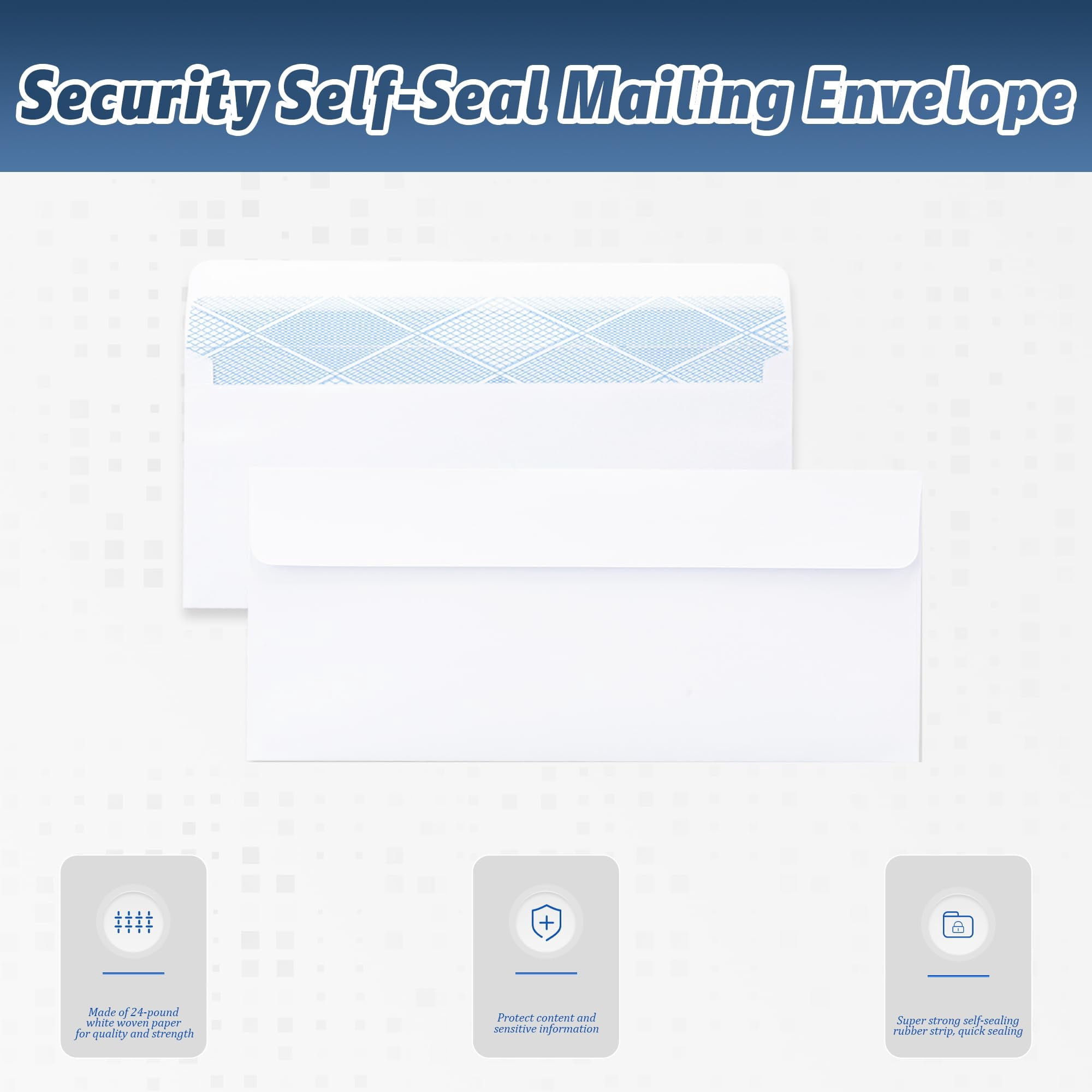 100PCS #10 Envelopes Letter Size Self-Seal Business Envelopes, No Window, Security Mailing Envelopes 4-1/8 x 9-1/2 Inch, White 24LB Paper