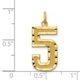 thumbnail image 3 of Solid 14k Yellow Gold Casted Large Diamond-Cut Number 5 Charm Pendant - 25mm x 10mm, 3 of 4