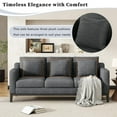 thumbnail image 4 of 80.5" Linen Fabric Sofa Couch for Living Room,3-Seat Contemporary Upholstered Track Arm Sofa Couch with Wood Legs and Throw Pillow,Apartment,Office,Charcoal, 4 of 8