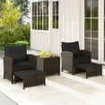 thumbnail image 4 of Costway 5 Piece Patio Rattan Furniture with 2 Ottomans & Tempered Glass Coffee Table Black, 4 of 10