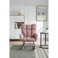 thumbnail image 2 of Glider Rocking Chair, Teddy Velvet Accent Rocker Chair with Soft Seat Cushion and Metal Base, Upholstered Wingback Living Room Chairs for Reading Room, Bedroom, Office, Pink, 2 of 7