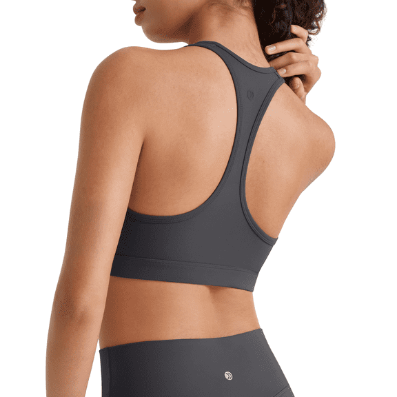 G4Free BareFeel Non Padded Racerback Sports Bra for Women - Scoop Neck Workout Tank Top Casual Yoga Gym