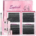 thumbnail image 1 of Qiveaory Kit de extensión de pestañas esponjosas DIY 684 piezas de pestañas gruesas D Curl Kit de extensión de pestañas con unión de pestañas y cepillo removedor de pestañas (0.394-0.709 in 50D+60D+80, 1 of 4
