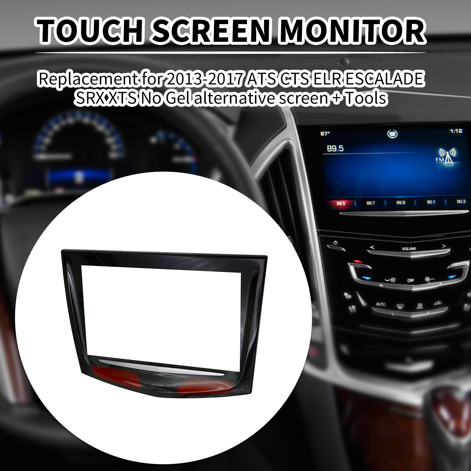 Anxingo CUE Touch Screen Display with Removal Tools Replacement for Cadillac ATS CTS ELR Escalade SRX XTS 2013-2017 Replace 20867046