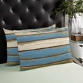 thumbnail image 4 of Blue Beige Wood Grain Throw Pillow Cover 16 x 24 Inch Decorative Pillow Cover Vintage Shabby Plank Lumbar Pillowcase Seasonal Rectangle Cushion Case for Couch Sofa Bed Living Room, 4 of 7