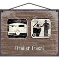 thumbnail image 1 of 8x10 Brown Vintage Style Sign - "Trailer Trash" With Camping-Themed Imagery - Unique Décor for Mobile Homes and Campsites, Gift for Travellers, Campers, Hikers, 1 of 1