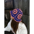 thumbnail image 2 of xiaxaixu Women Knitted Hat with Flower Pattern, Bright Color Matching Hollow Decoration Clothing Accessory, 2 of 7