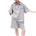 thumbnail image 1 of Ensemble de Vêtements d'Été pour Garçons 2 Pcs T-Shirt Col Rond et Short Gris 11-12 Ans, 1 of 5