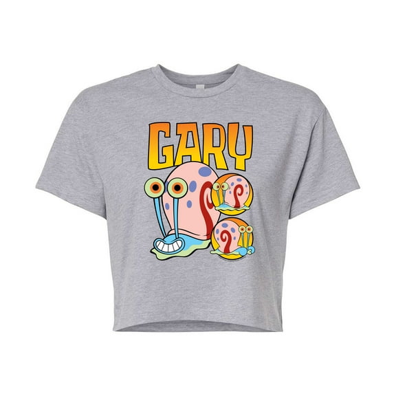SpongeBob SquarePants - Gary The Snail - Juniors Cropped Cotton Blend T-Shirt